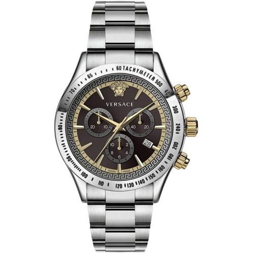 Versace VEV700419 Men’s Classic Silver/Brown Stainless Chronograph Swiss Watch - Watches