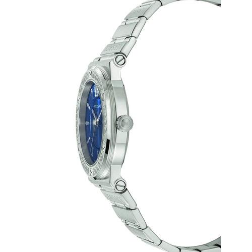 Versace VEVH00520 Men’s Greca Logo Silver/Blue Stainless Swiss Watch - WATCHES