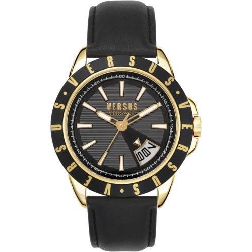 Versus Versace VSPET0419 Men’s Arthur Black Leather 44mm Watch - Watches