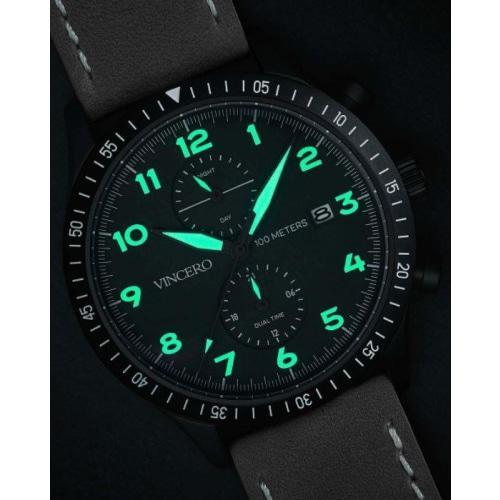 Altitude Mens Brown Italian Leather Blue Dial Luminous Chronograph Watch