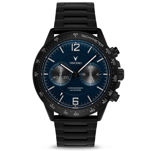 Vincero Apex Men’s Matte Black / Navy Blue Stainless Steel Chronograph Watch - WATCHES