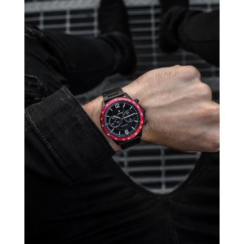 Vincero Apex Men’s Matte Black/Crimson Stainless Steel Chronograph Watch - WATCHES