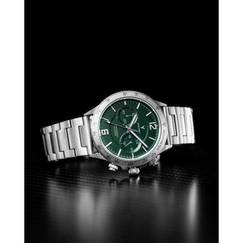 Vincero Apex Men’s Silver/Green Stainless Steel Chronograph Watch