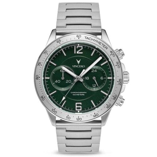 Vincero Apex Men’s Silver/Green Stainless Steel Chronograph Watch