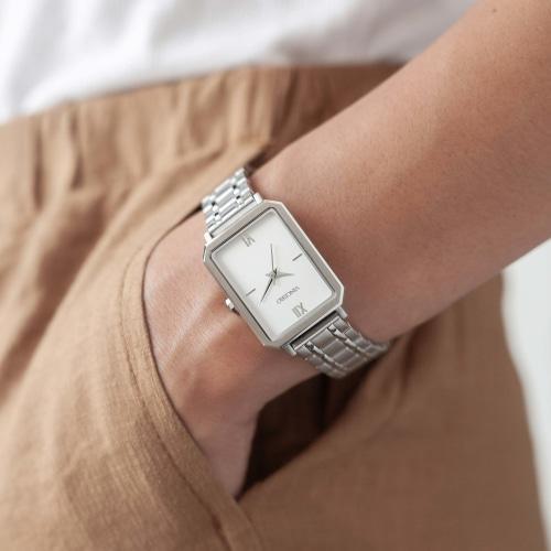 Ava Ladies Silver Stainless Steel White Dial Watch