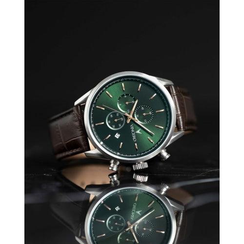 Vincero Chrono S Limited Edition Mens Brown Leather Green Dial Chronograph Watch