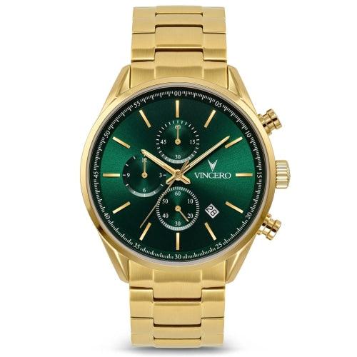 Vincero Chrono S Limited Edition Men’s Gold/Green Stainless Steel Chronograph Watch - WATCHES