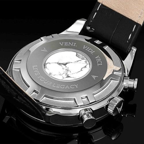 Vincero Chrono S Men’s Black/Silver Leather Chronograph Watch - WATCHES