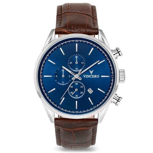 Chrono S Brown Leather Blue Dial Chronograph Watch
