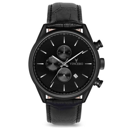 Chrono S Matte Black Leather Chronograph Watch