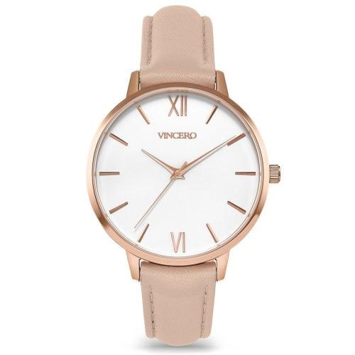 Vincero Eros Ladies Nude Italian Leather Rose Gold & White Watch