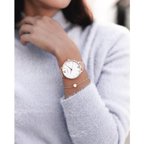 Vincero Eros Ladies Nude Italian Leather Rose Gold & White Watch