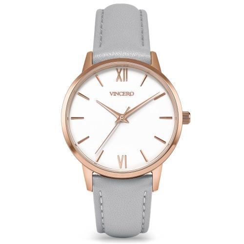Eros Petite Ladies Grey Italian Leather Rose Gold & White Watch