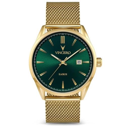 Vincero Kairos Limited Edition Men’s Gold/Green Mesh Stainless Steel Watch