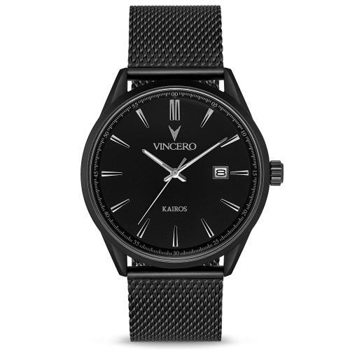 Kairos Mens Matte Black Mesh Stainless Steel Analogue Watch