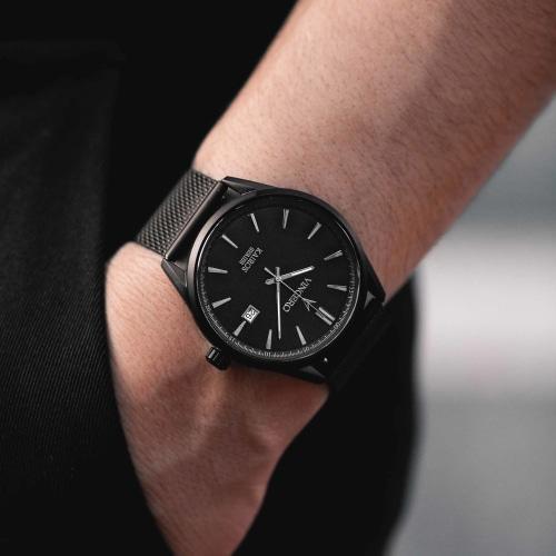 Kairos Mens Matte Black Mesh Stainless Steel Analogue Watch