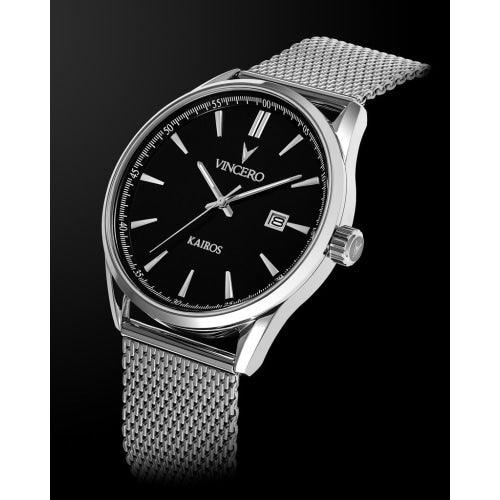 Vincero Kairos Men’s Silver/Black Mesh Stainless Steel Analogue Watch