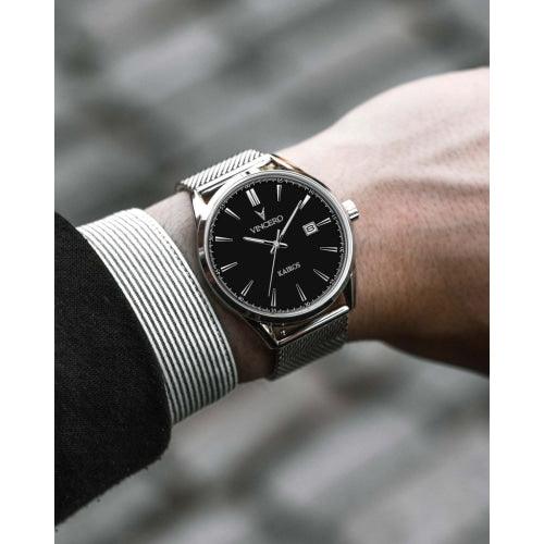 Vincero Kairos Men’s Silver/Black Mesh Stainless Steel Analogue Watch