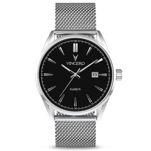 Vincero Kairos Men’s Silver/Black Mesh Stainless Steel Analogue Watch