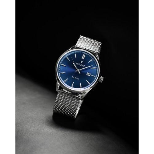 Vincero Kairos Mens Silver/Blue Mesh Stainless Steel Analogue Watch