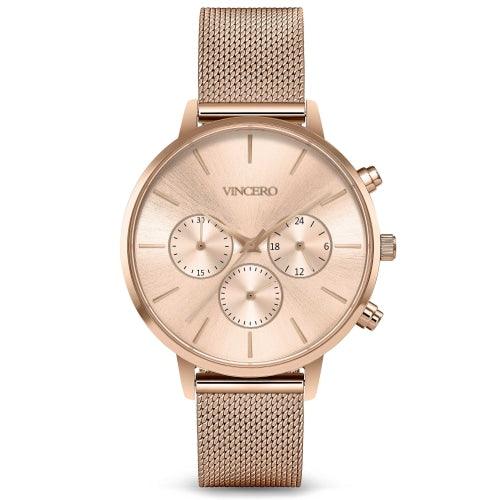 Vincero Kleio Ladies Rose Gold Chronograph Mesh Watch