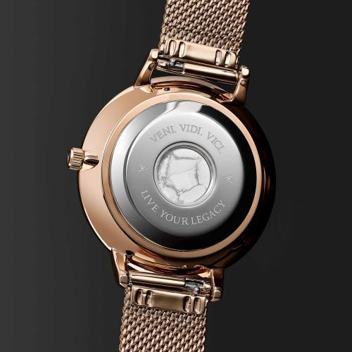 Marble Ladies Italian Marble Dial Rose Gold Mesh Watch