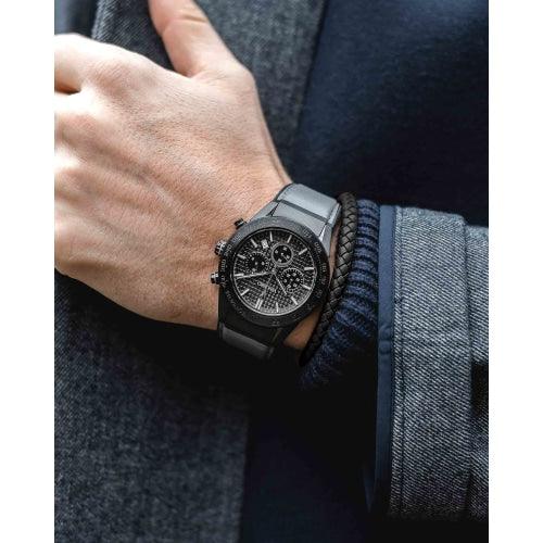 Vincero Rogue Limited Edition Mens Black/Grey Leather Sapphire Chronograph Watch - WATCHES