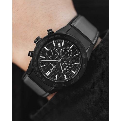 Vincero Rogue Limited Edition Mens Black/Grey Leather Sapphire Chronograph Watch - WATCHES