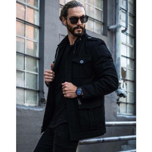 Rogue Mens Black Silicone Blue Dial Sapphire Chronograph Watch