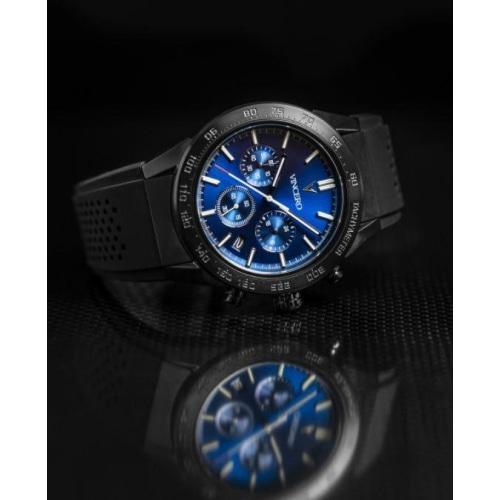 Rogue Mens Black Silicone Blue Dial Sapphire Chronograph Watch