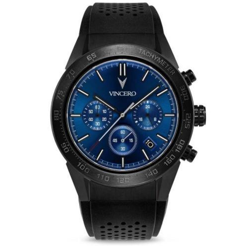 Rogue Mens Black Silicone Blue Dial Sapphire Chronograph Watch
