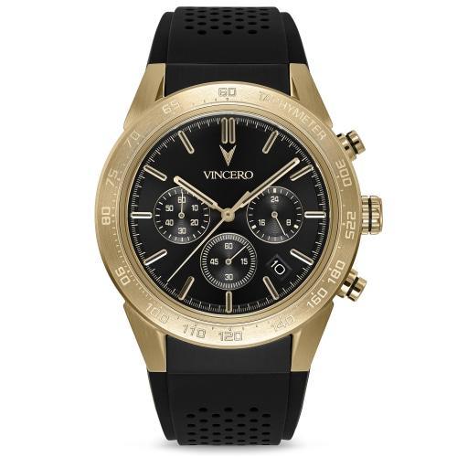 Rogue Mens Black Silicone Gold Case Sapphire Chronograph Watch