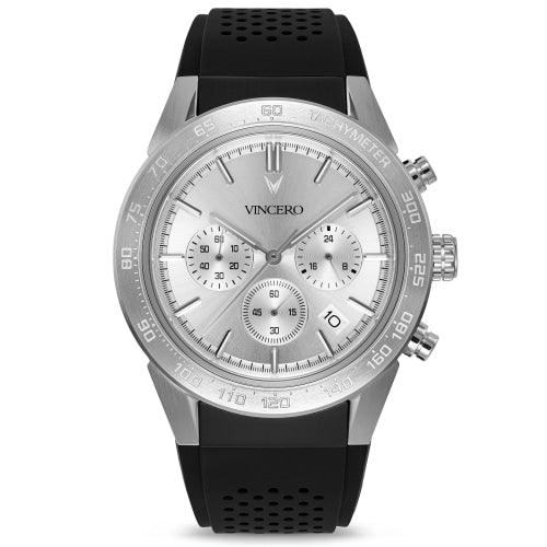 Vincero Rogue Mens Black/Silver Silicone Sapphire Chronograph Watch - WATCHES