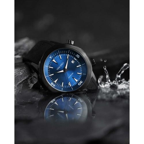 Vincero Vessel Limited Edition Men’s Black/Blue Silicone Divers Watch - WATCHES