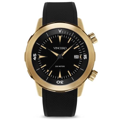 Vincero Vessel Limited Edition Men’s Black/Gold Silicone Divers Watch
