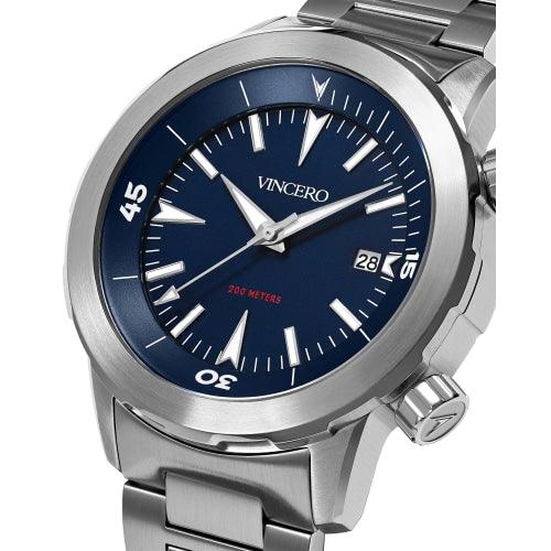 Vincero Vessel Limited Edition Men’s Silver/Blue Stainless Divers Watch - WATCHES